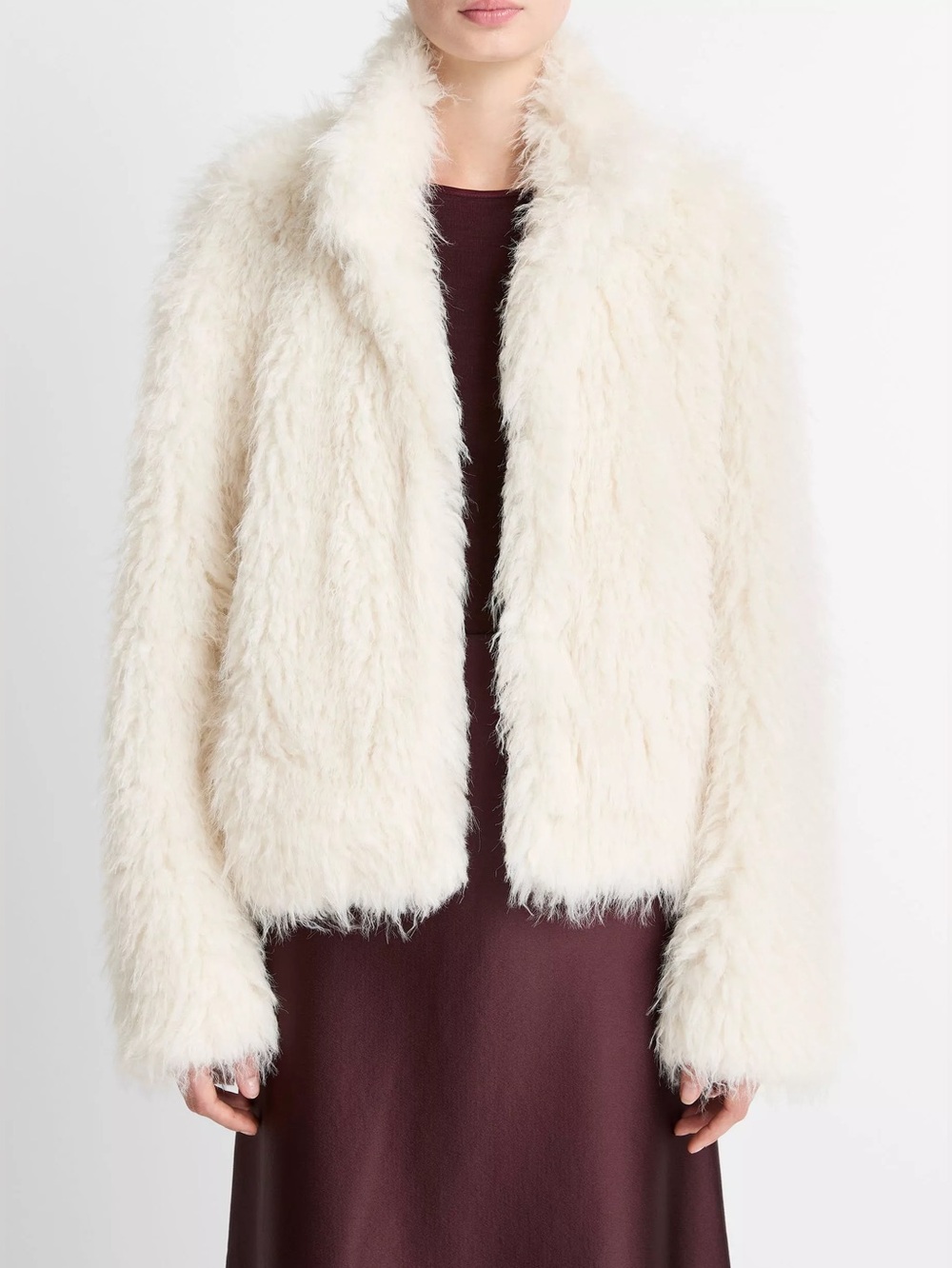 NWOT Vince Faux Fur Shaggy Ivory Jacket (XS)